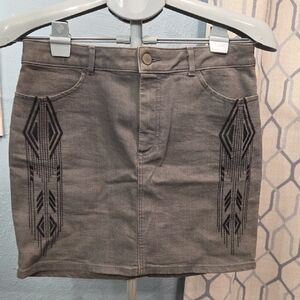 H&M Charcoal Mini Skirt with Black Tribal Pattern